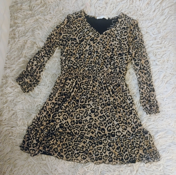 Madison & Hudson Long Sleeve Leopard Print Boho Stretch Lined Dress SZ XL - Picture 7 of 10
